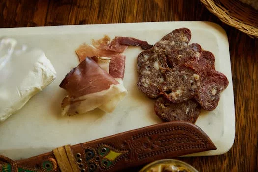 antipasto platter with cured meats and cheese
