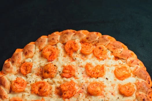 seafood pizza shrimp scallops ocean fresh ingredients