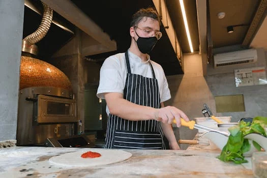 pizza dough preparation chef hands